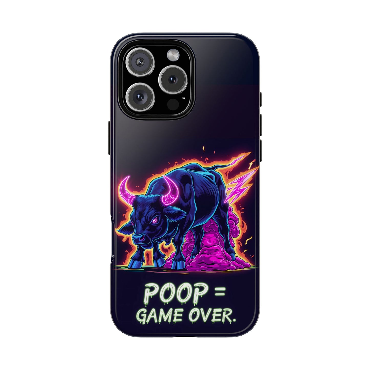 Poop , Game Over Bull in Action, I phone mobile Case By Memez Store