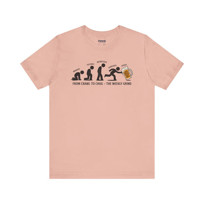 Funny Meme Unisex Tee - Crawl To Chug Design Beer Funny Meme Stee