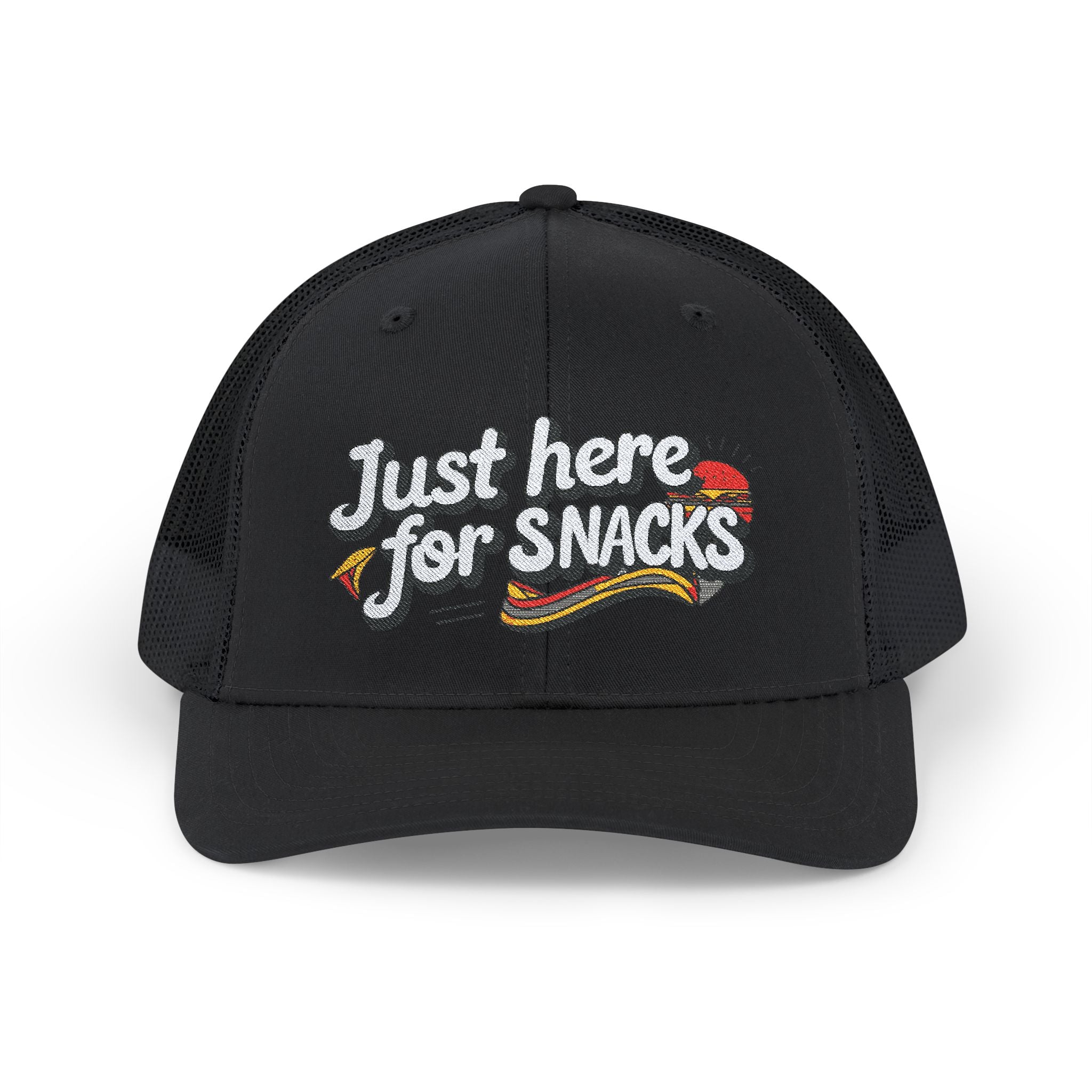 Just Here for Snacks Snapback Trucker Cap - Fun & Casual Headwear for Food Lovers