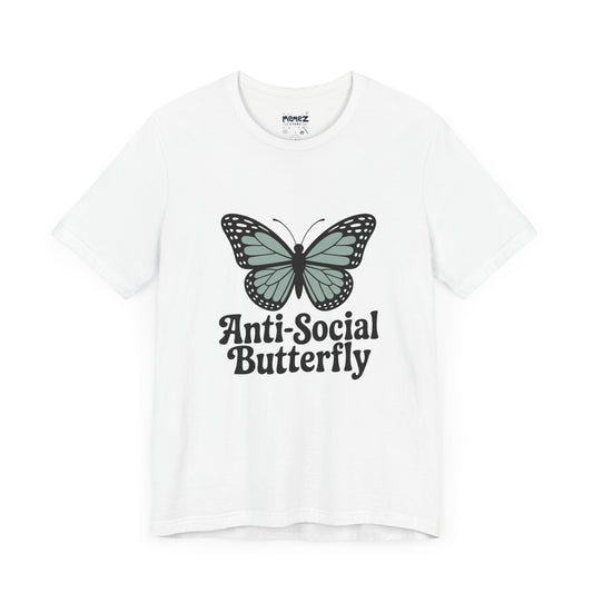Unisex Jersey Short Sleeve Tee - Anti-Social Butterfly Tee By memez store