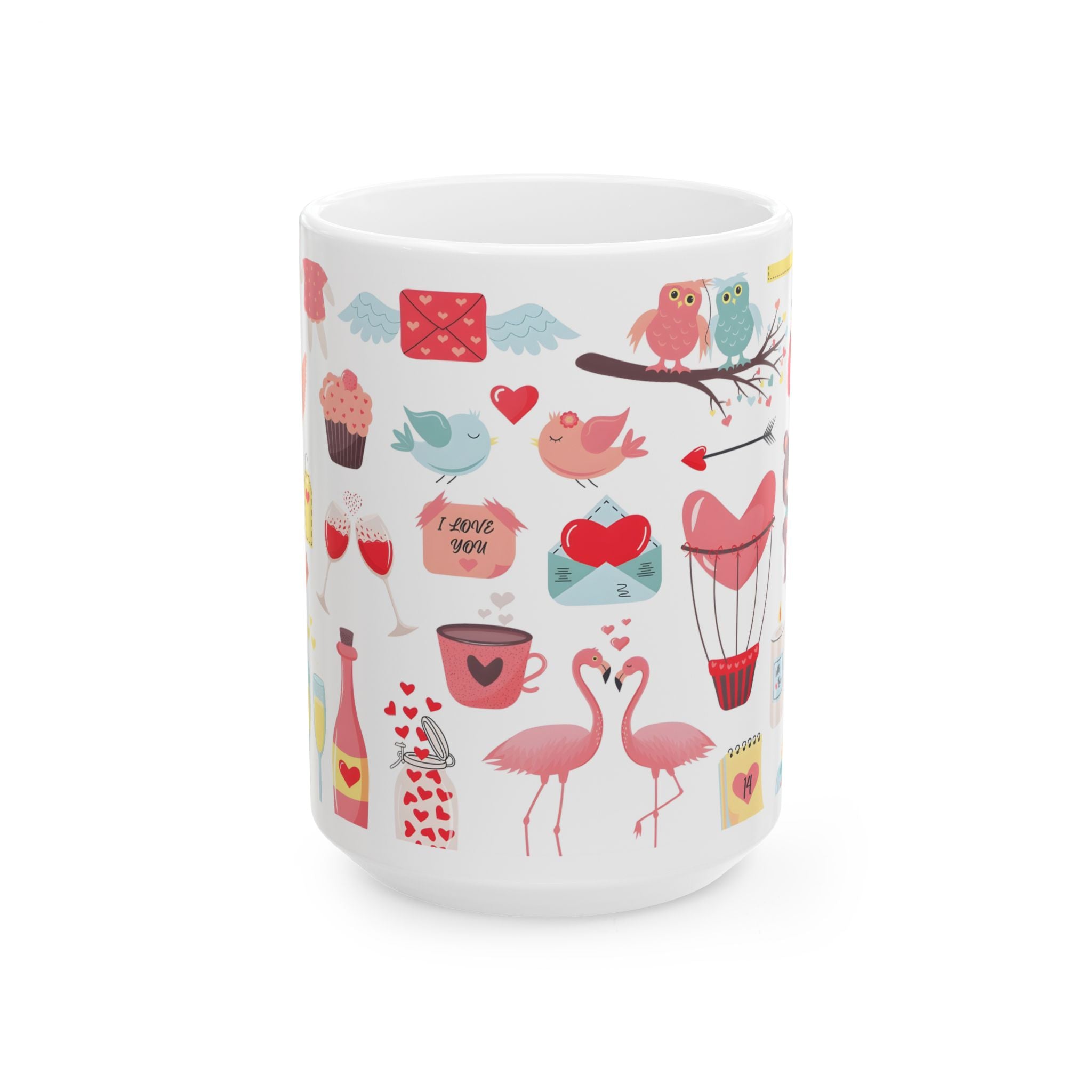 Valentine's Day Ceramic Mug — Romantic Heart Symbol Coffee Cup (11oz & 15oz)