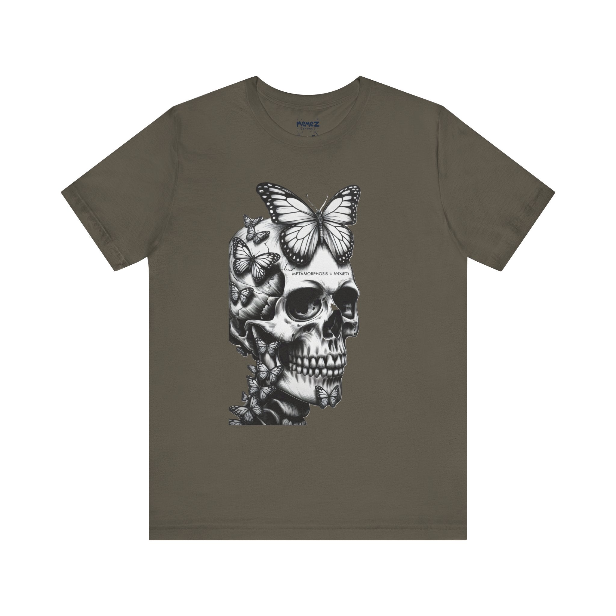 Unisex Tee - Skull with Butterfly Funny Meme T-Shirt by Memez Store