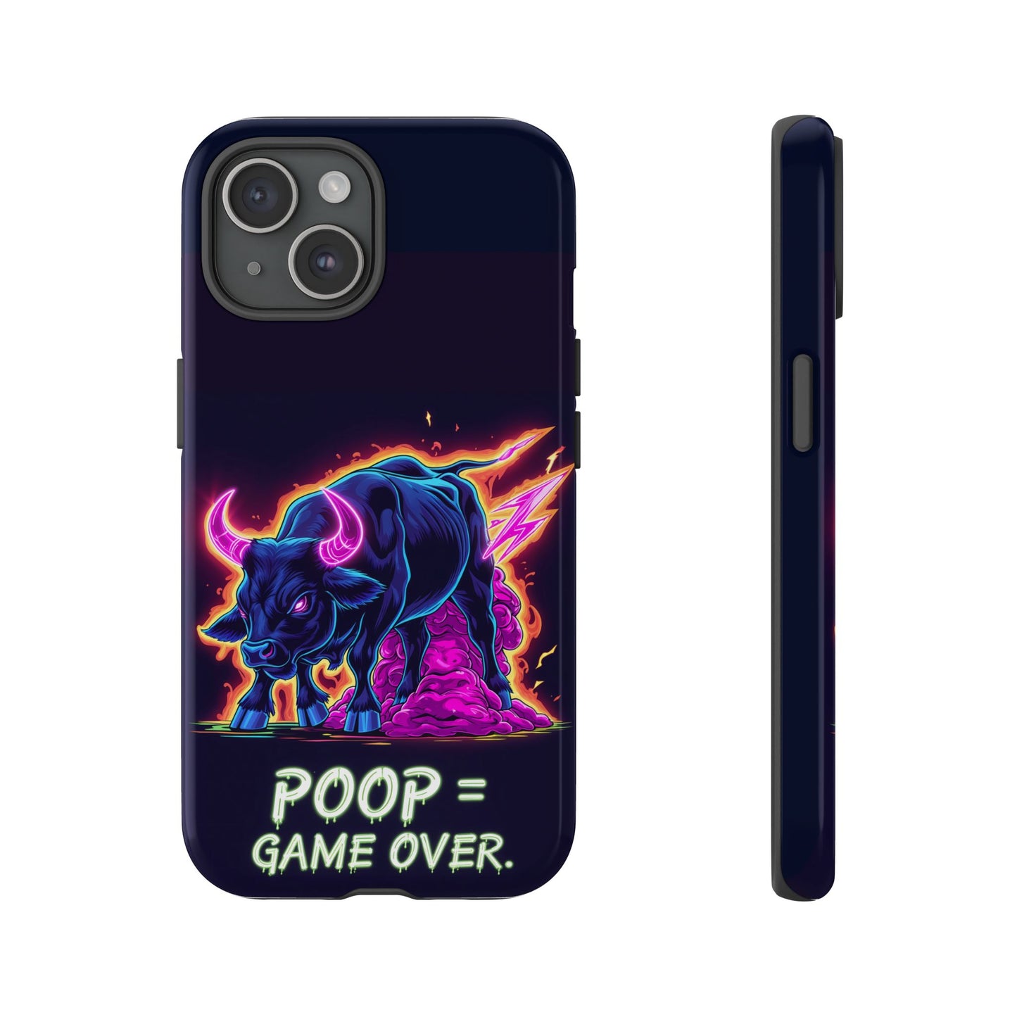 Poop , Game Over Bull in Action, I phone mobile Case By Memez Store