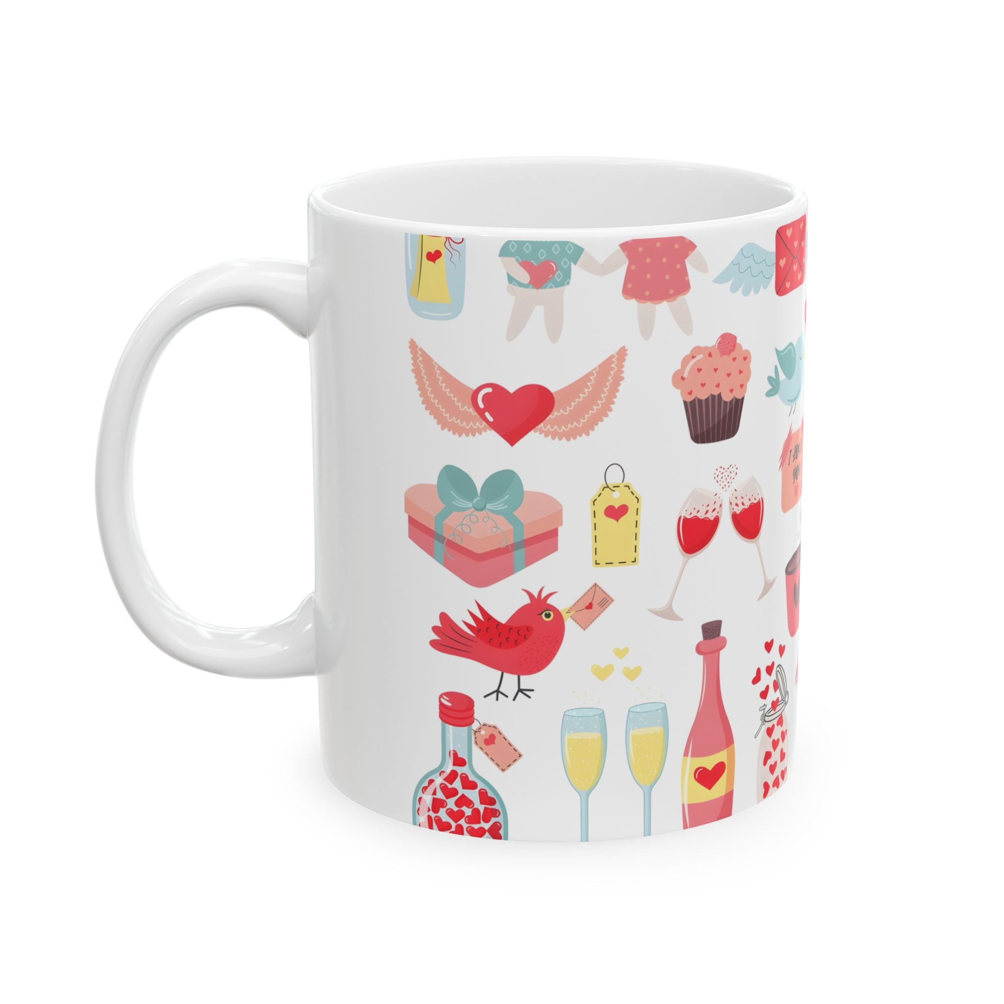 Valentine's Day Ceramic Mug — Romantic Heart Symbol Coffee Cup (11oz & 15oz)