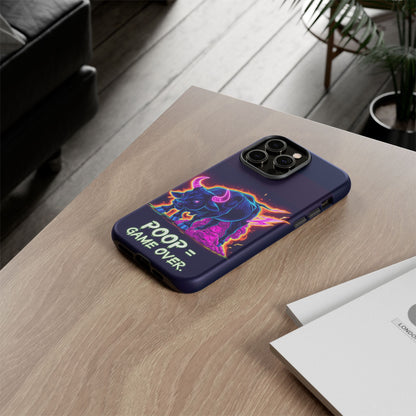 Poop , Game Over Bull in Action, I phone mobile Case By Memez Store