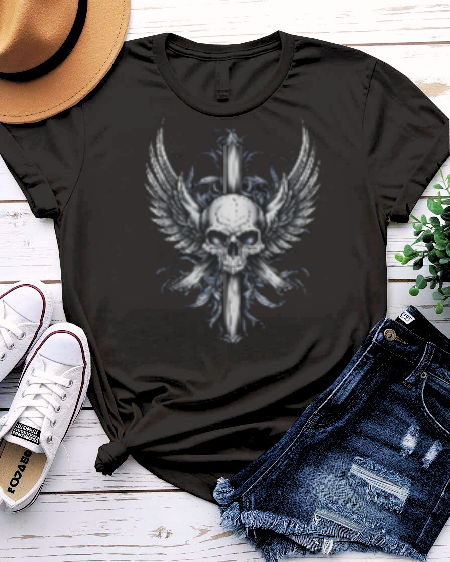 Skull Fighter Streetwear T-Shirt — Edgy Urban Skull Fighter Tee