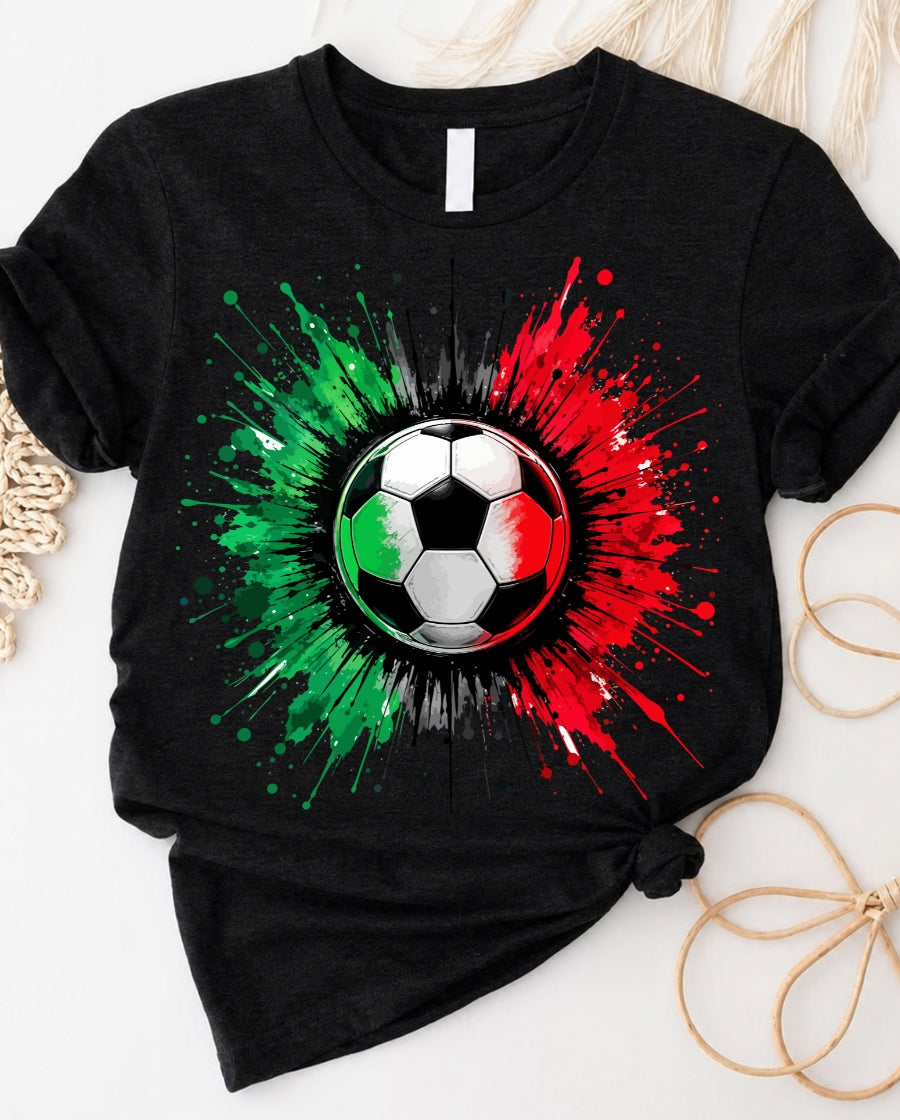 Mexico Flag Football Tee — Mexico Flag Colored Soccer Shirt