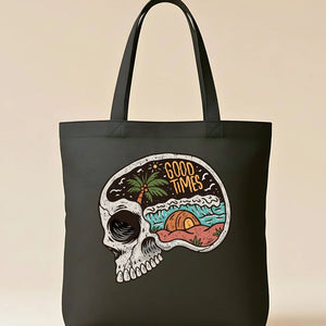 Good Times Skull Lovers Graphic Canvas Tote Bag