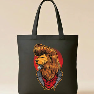 Dashing Lion Graphic Cotton Canvas Tote Bag