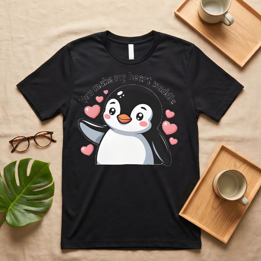 You Make My Heart Waddle Cute Duck Pun T-Shirt Couple Gift