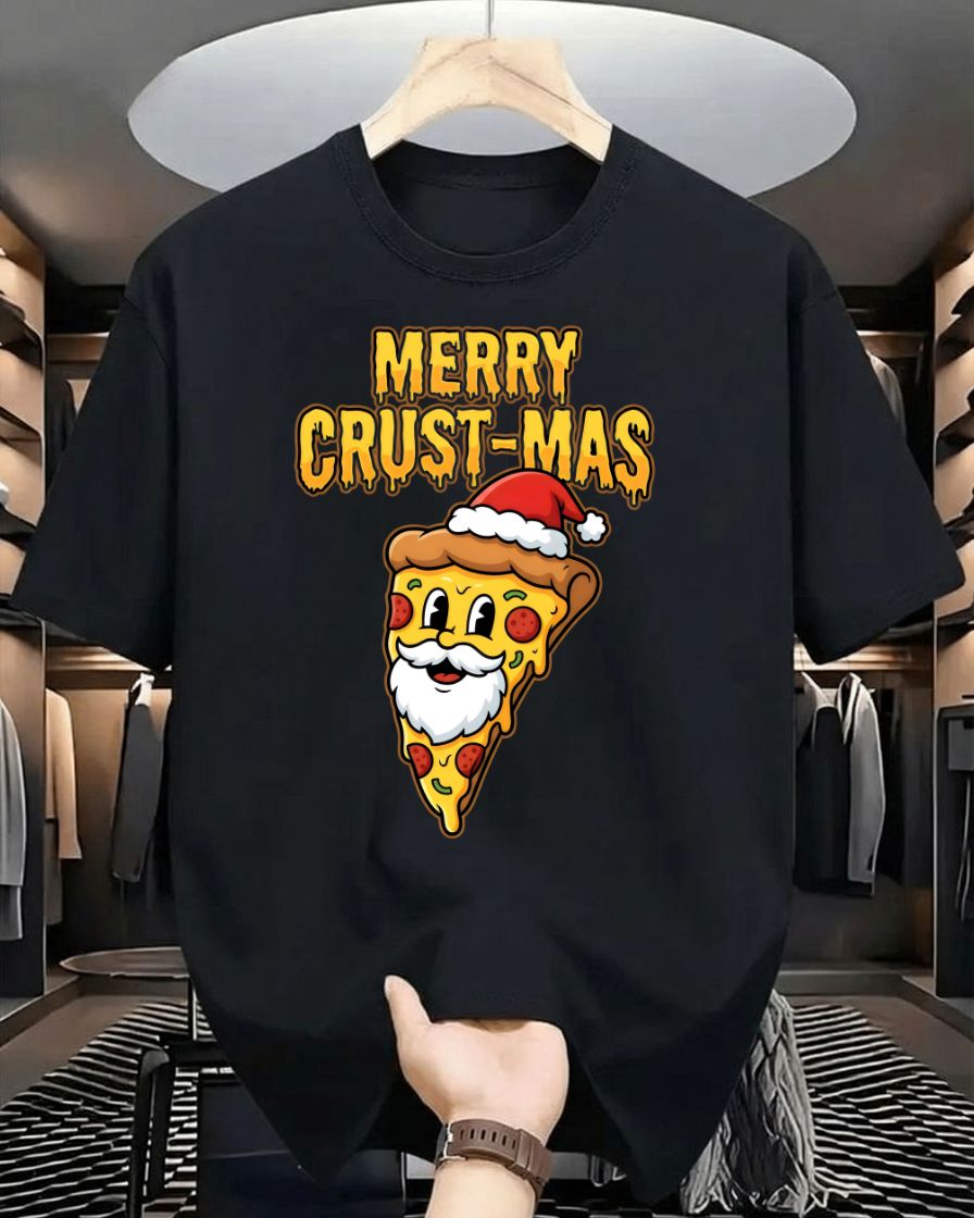 "Merry Crustmas" Pizza Holiday Pun Funny T-Shirt