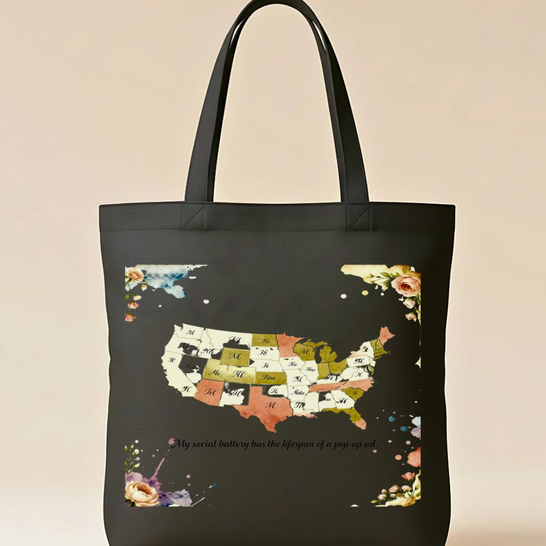 American States Tote Bag with Detailed USA Map