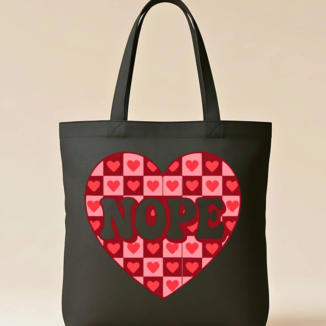 Nope a Lover's Funny Anti-Valentine Slogan Tote Bag