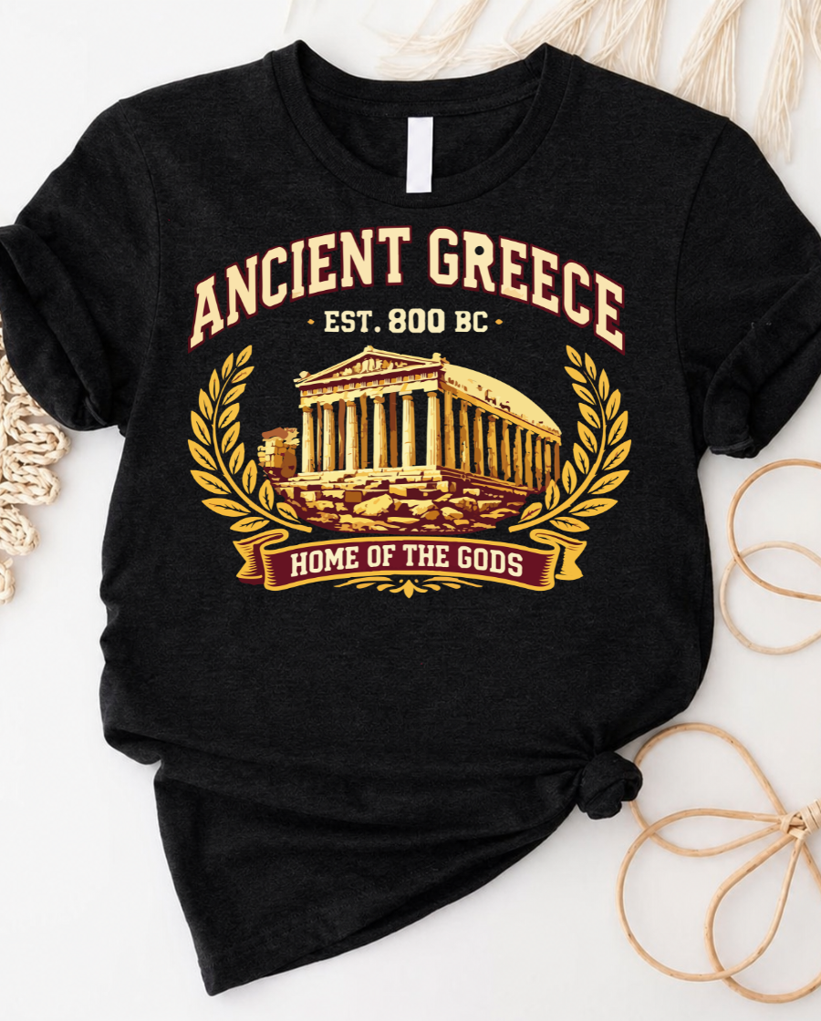 Ancient Greece Tee — 'Home of the Gods' Temple Graphic Shirt