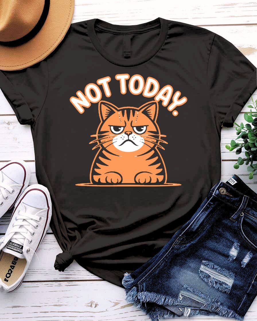Not Today Cat Lover Graphic T-Shirt