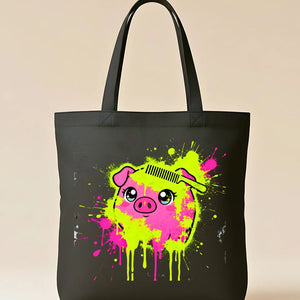 Cute Pig Lover's Tote Bag with "Oink-credible" Pun
