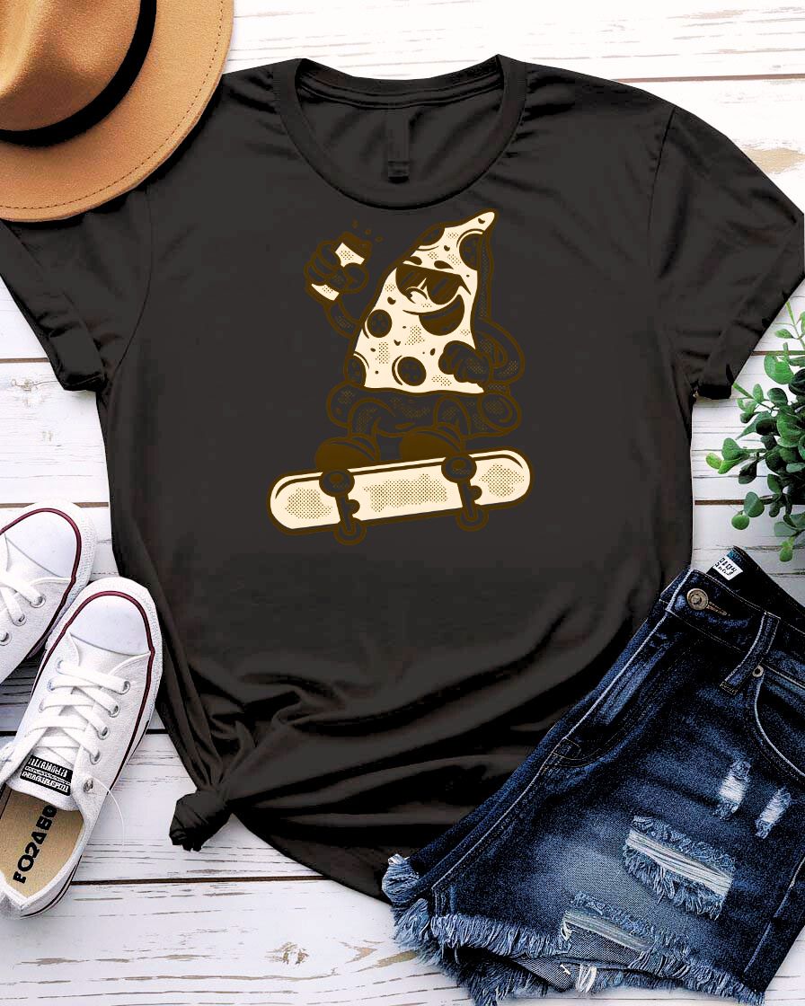 Pizza Skater T-Shirt — Graphic Tee for Skate & Pizza Lovers