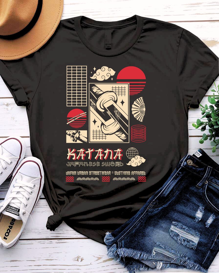 Katana Japanese Streetwear Tee — Samurai Blade Graphic T-Shirt