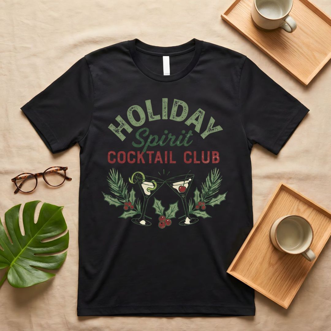 Holiday Spirit Cocktail Club Pun Humor T-Shirt