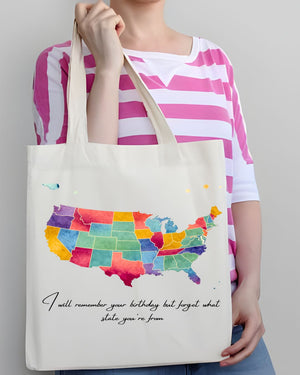Funny United States Map Tote Bag with State Jokes