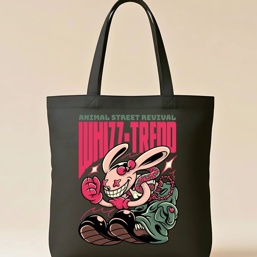 Whiz Trend Graphic Canvas Tote Bag - Modern Contemporary Tote