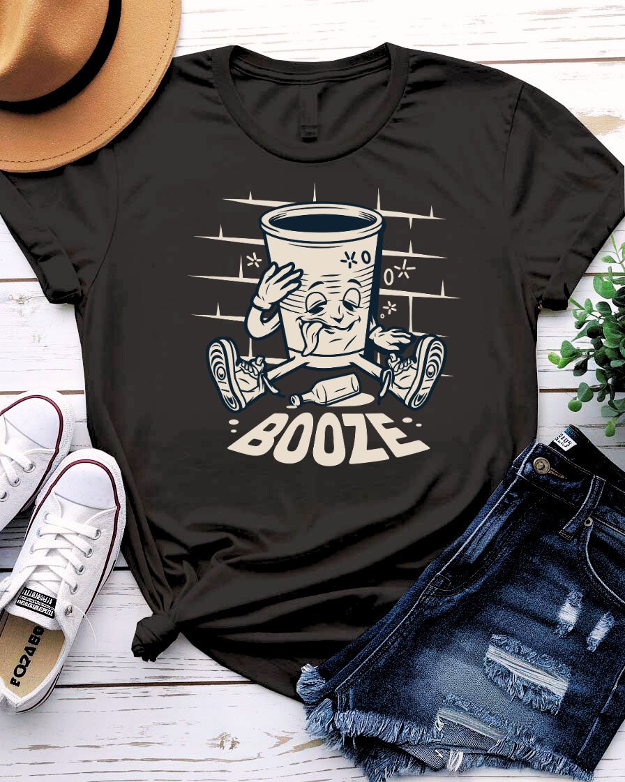 Booze Streetwear Tee — Graphic Alcohol-Inspired Fashion Shirt