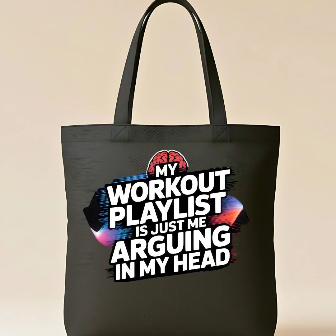 Workout Playlist Tote Bag with Fitness &amp; Music Design