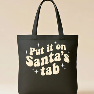 Put It On Santa's Tab Funny Christmas Shopping Tote Bag