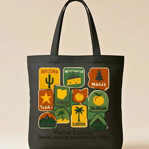 Funny United States Map Tote Bag with State Meme Humor