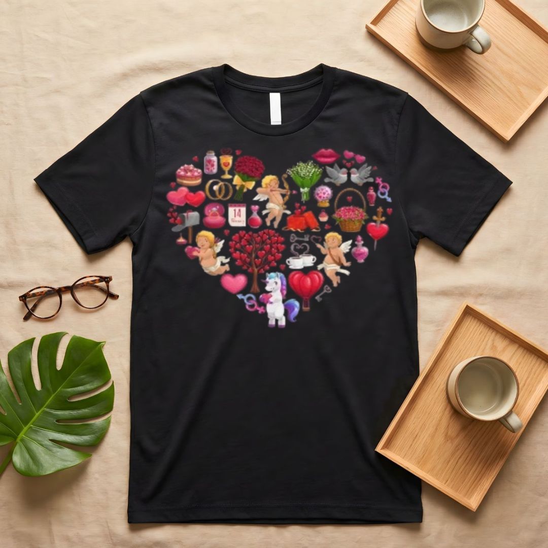 Valentine's Day College Heart Logo T-Shirt - Custom School Name