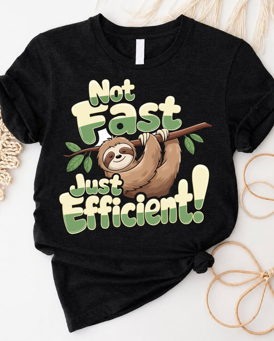 Not Fast Just Efficient T-Shirt — Motivational Graphic Tee for Productivity Enthusiasts