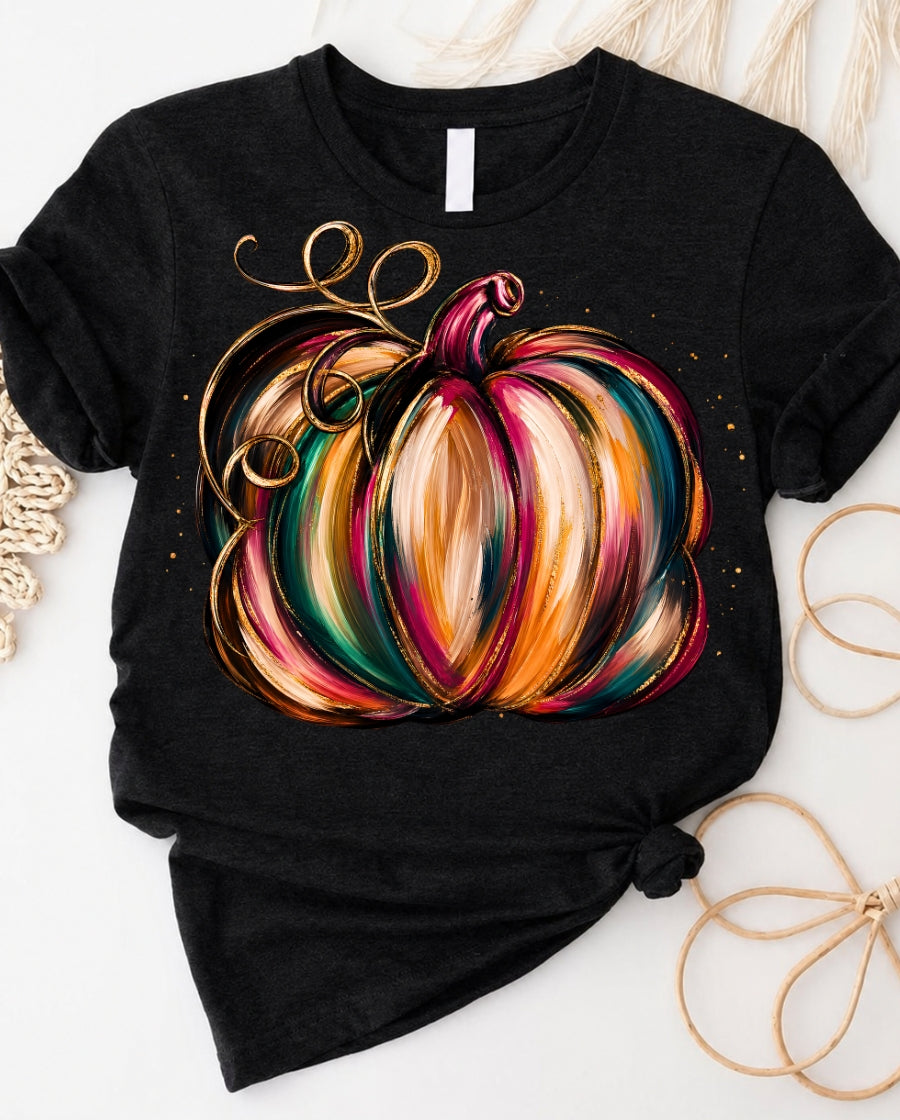 Pumpkin Art Tee — Colorful Autumn Pumpkin T-Shirt