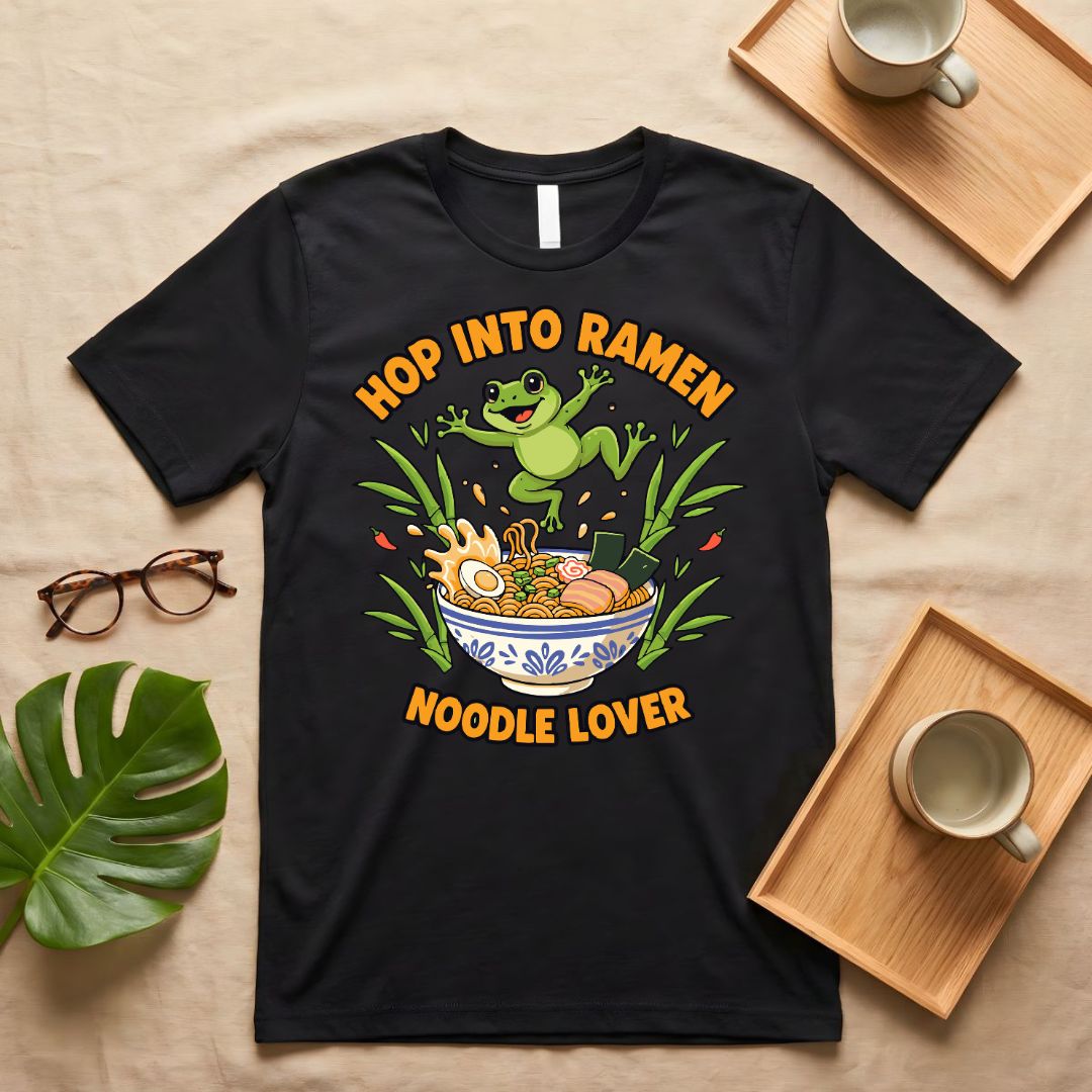 Hop Into Ramen T-Shirt — Cute Bunny Ramen Bowl Tee