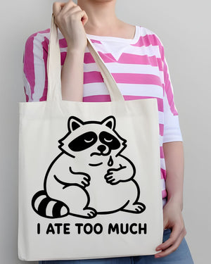 "I Ate Too Much" Cute Overfed Animal Meme Tote Bag