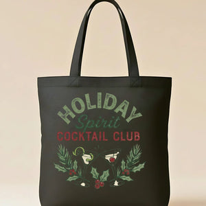 Festive Holiday Tote Bag with Snowflake &amp; Reindeer Design