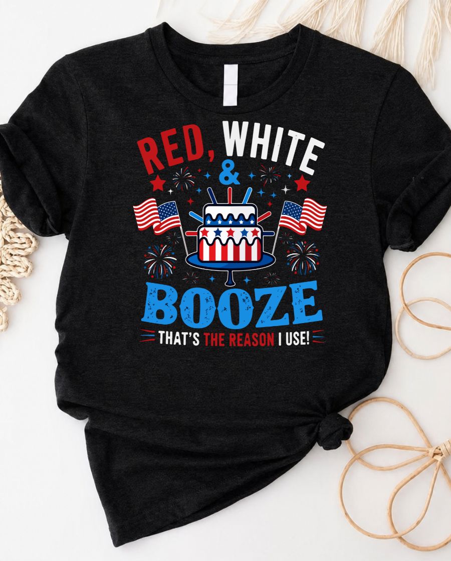 Red & White Booz 4th July Tee