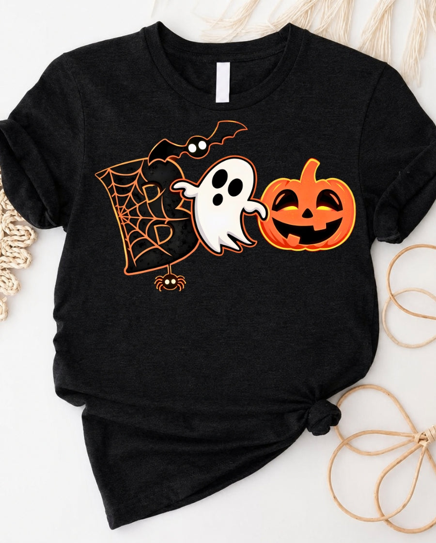 Halloween Ghost & Jack-O'-Lantern Tee — Cute Spooky Pumpkin Shirt