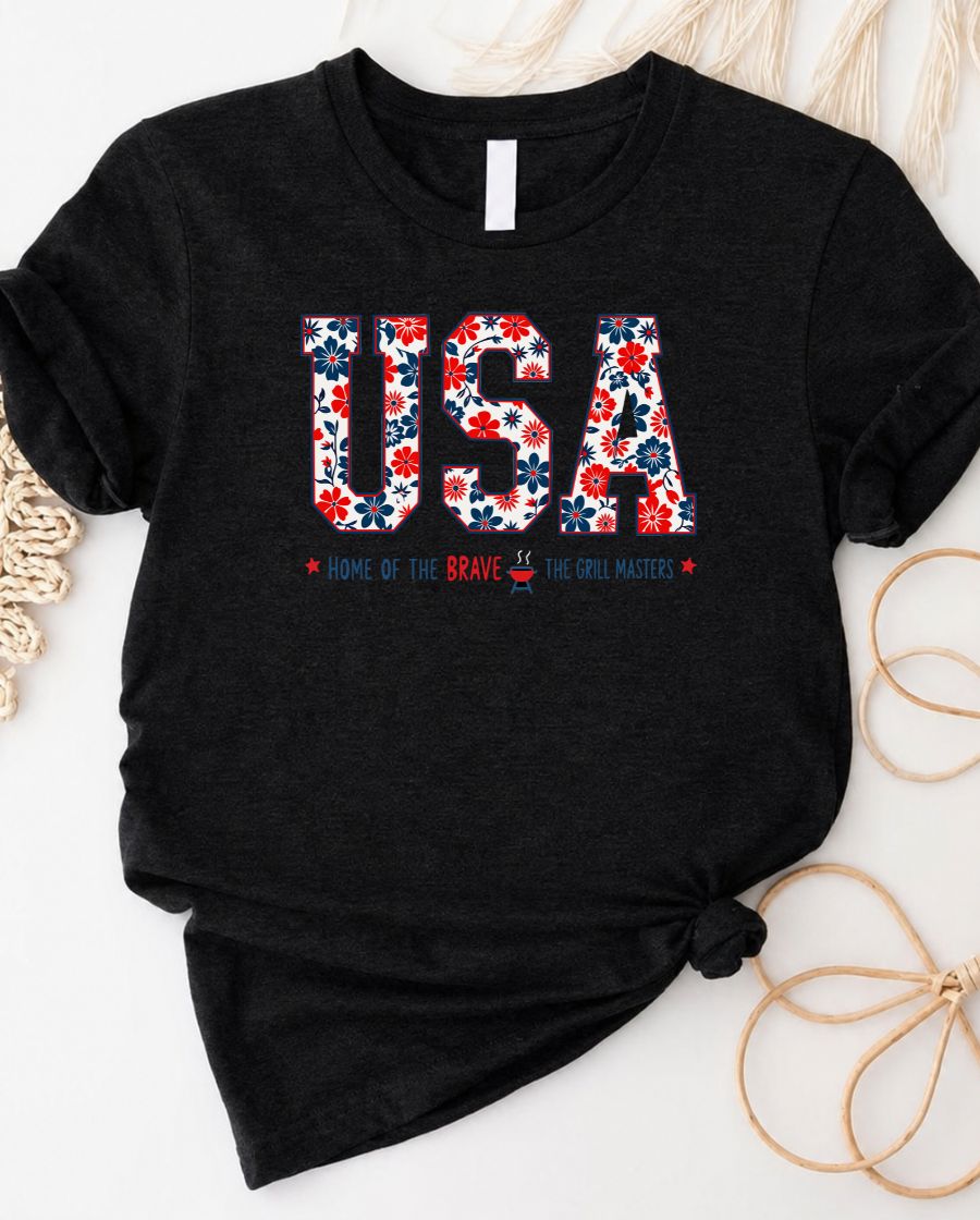 USA Home of Brave 4th July  Tee
