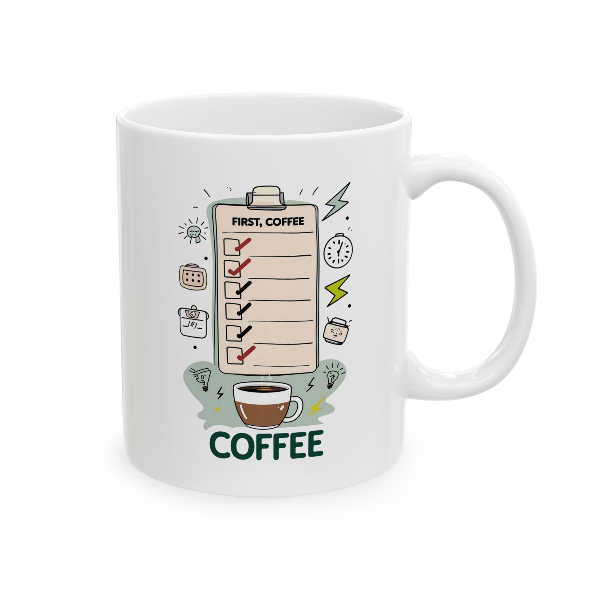 Ceramic Mug - Coffee Check List Funny Meme Mug By Memez Store