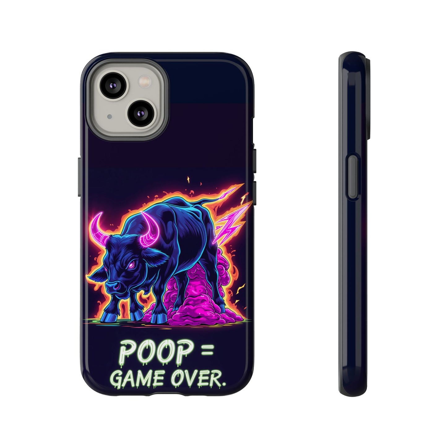 Poop , Game Over Bull in Action, I phone mobile Case By Memez Store