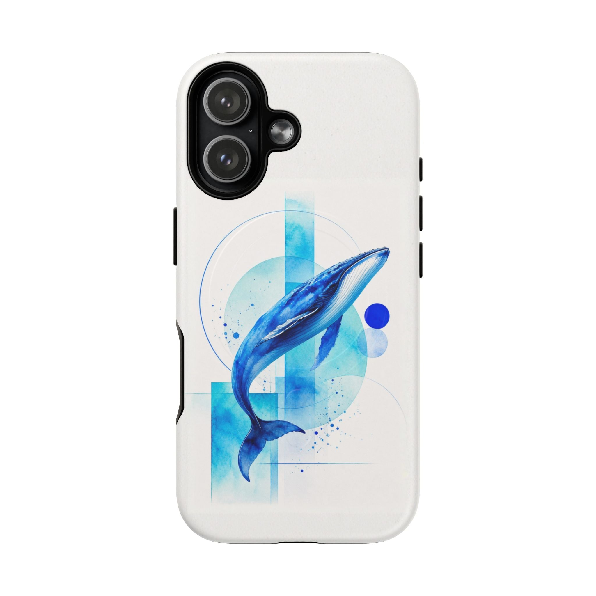 Whale Wave Tough Magnetic Phone Case – Blue Watercolor Cetacean Design
