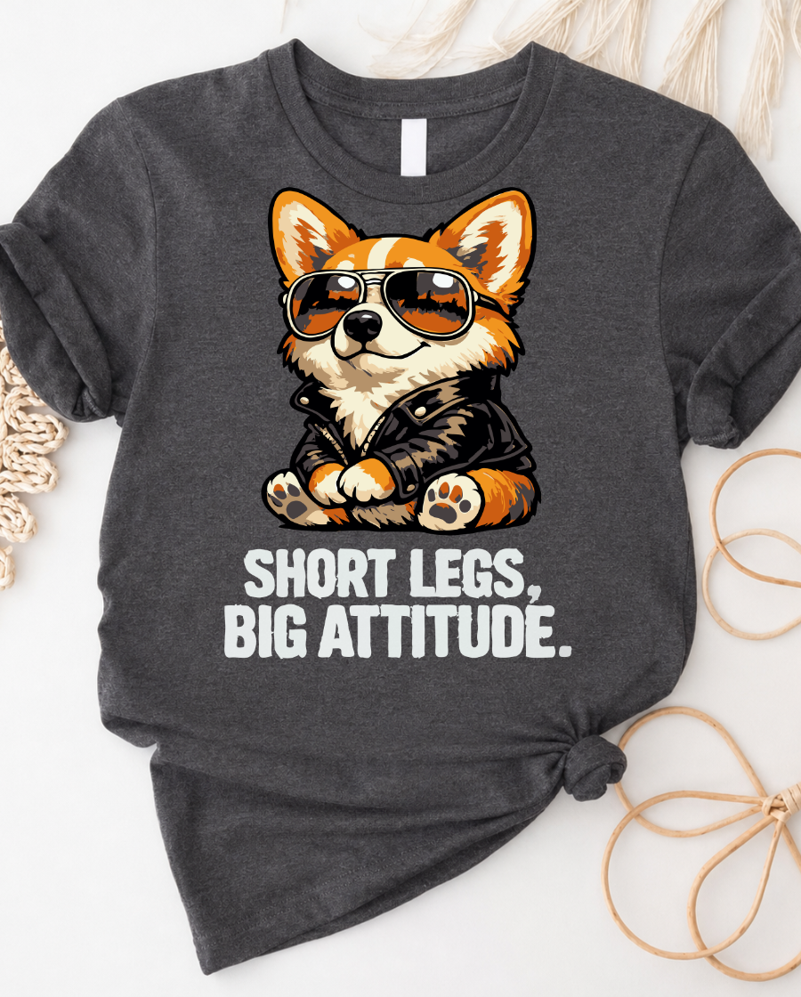 Corgi 'Short Legs, Big Attitude' Graphic Tee