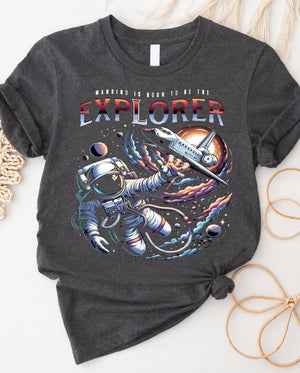 Explorer Space Lover's Tee with astronaut and galaxy graphic