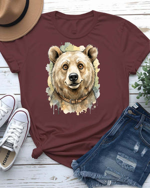 Cute bear tee smiling bear face with honey pot graphic