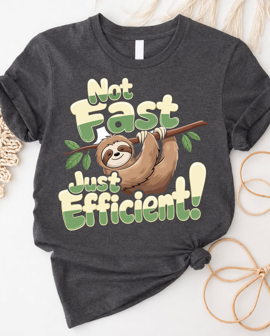 Not Fast Just Efficient T-Shirt — Motivational Graphic Tee for Productivity Enthusiasts