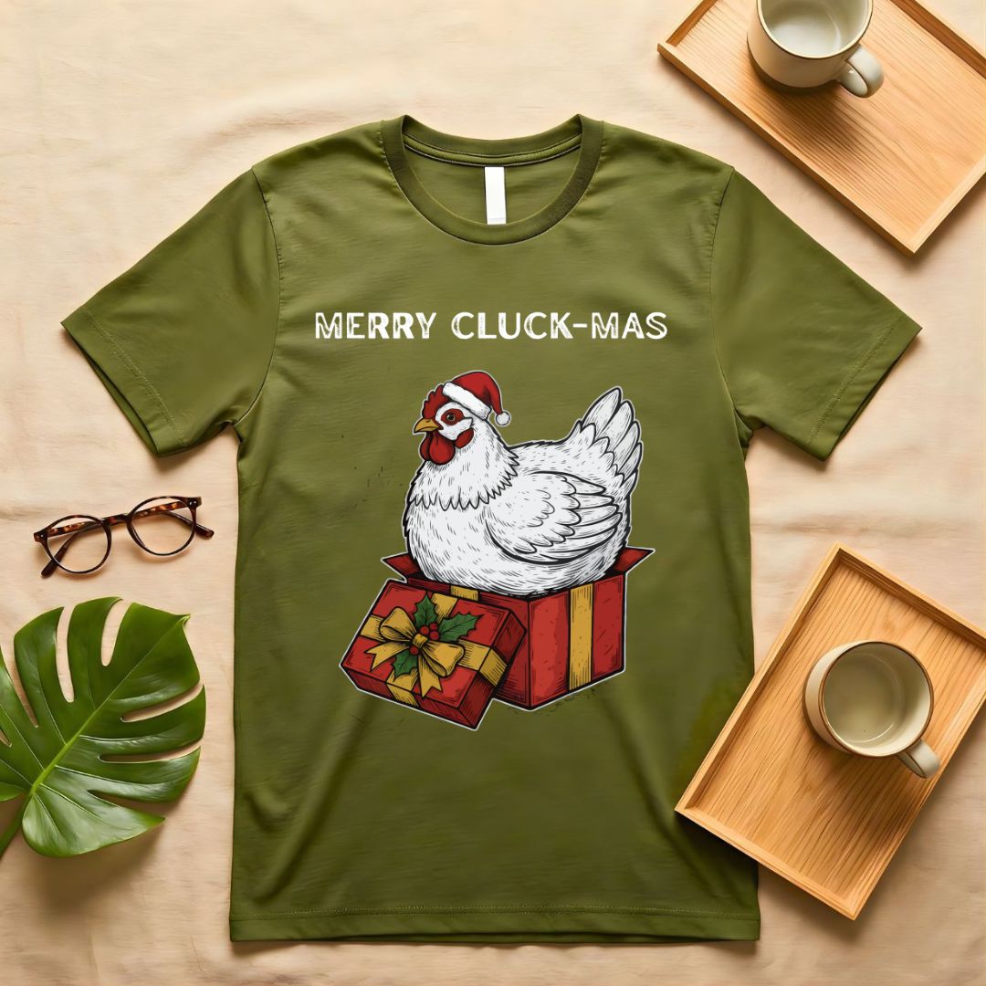Merry Cluck Mas Funny Chicken Christmas Pun T-Shirt