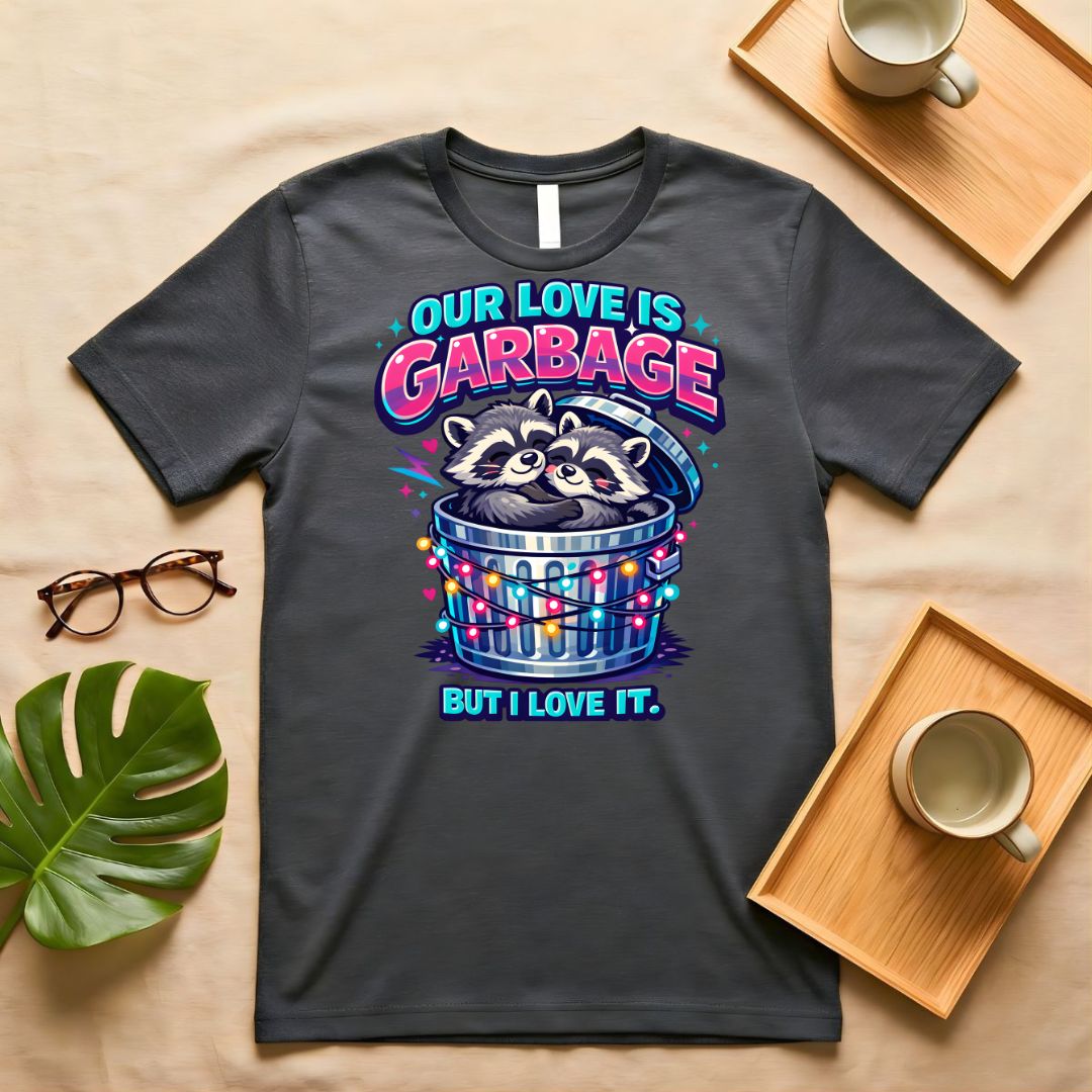 Our Love is Garage Raccoon Quirky Couple T-Shirt