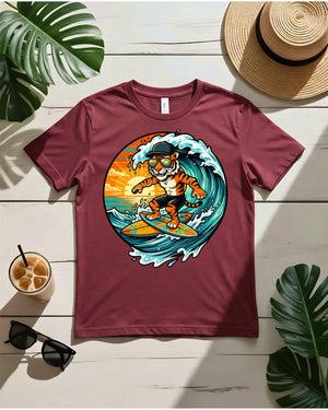 Tiger wild waves tee tiger emerging from ocean wave graphic