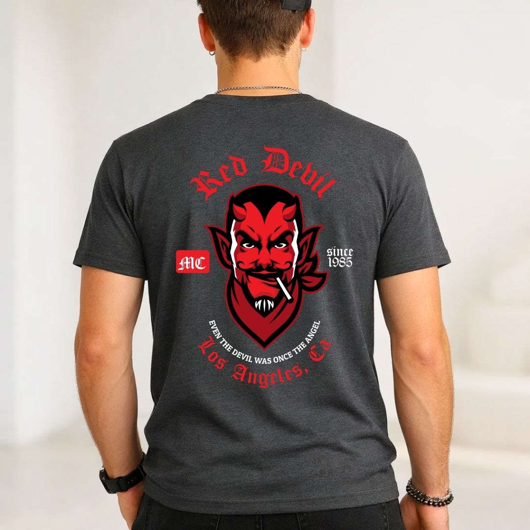 Red Devil Streetwear Tee with Striking Neo-Traditional Graphic