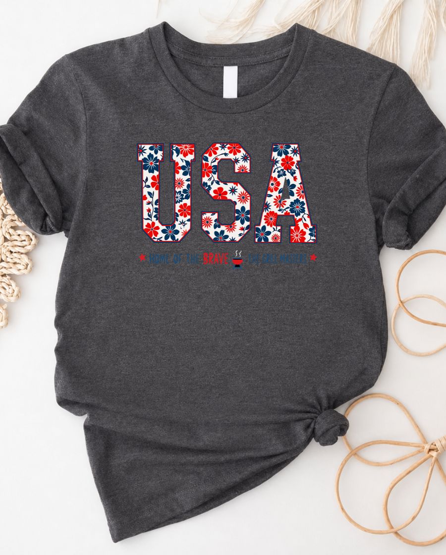 USA Home of Brave 4th July  Tee